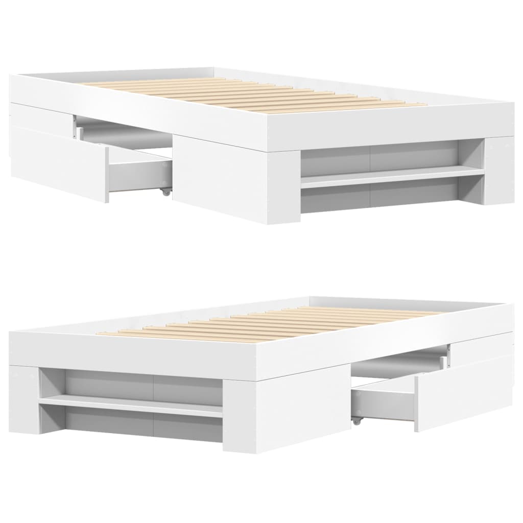 Sengeramme hvit 90x200 cm konstruert tre