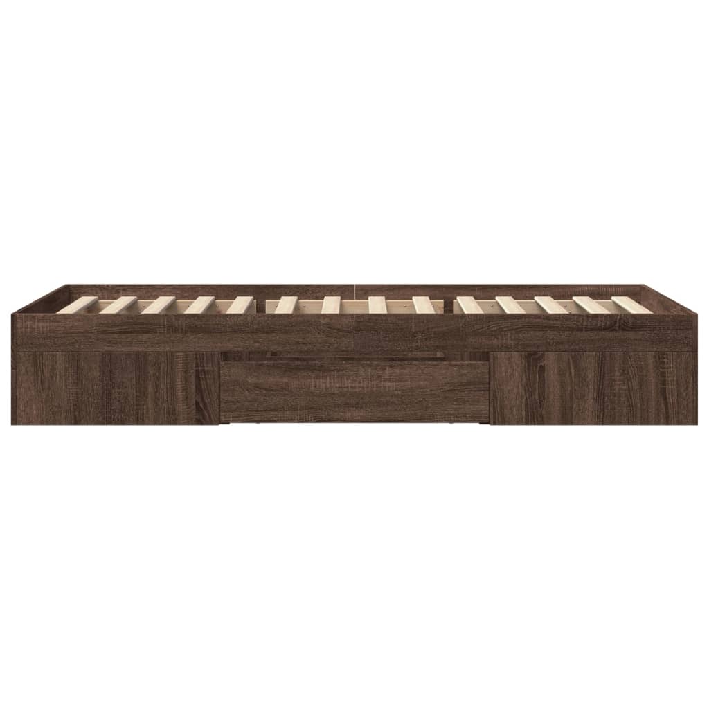 Sengeramme uten madrass brun eik 90x200 cm konstruert tre