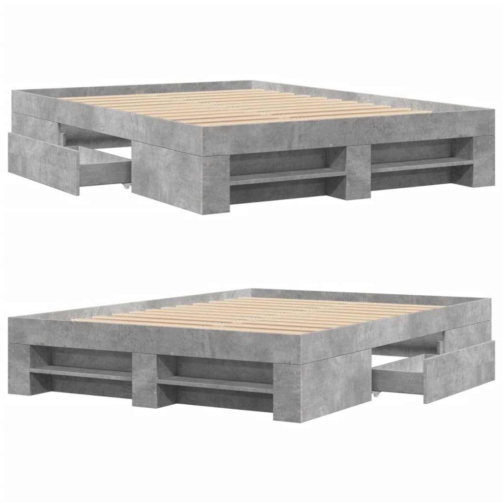 Sengeramme betonggrå 140x190 cm konstruert tre
