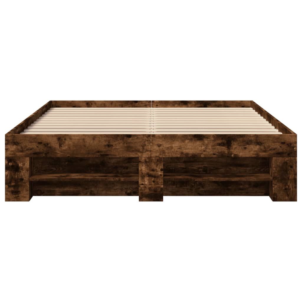 Sengeramme uten madrass røkt eik 140x190 cm konstruert tre