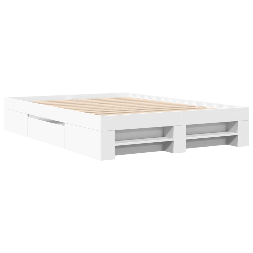 Sengeramme hvit 135x190 cm konstruert tre