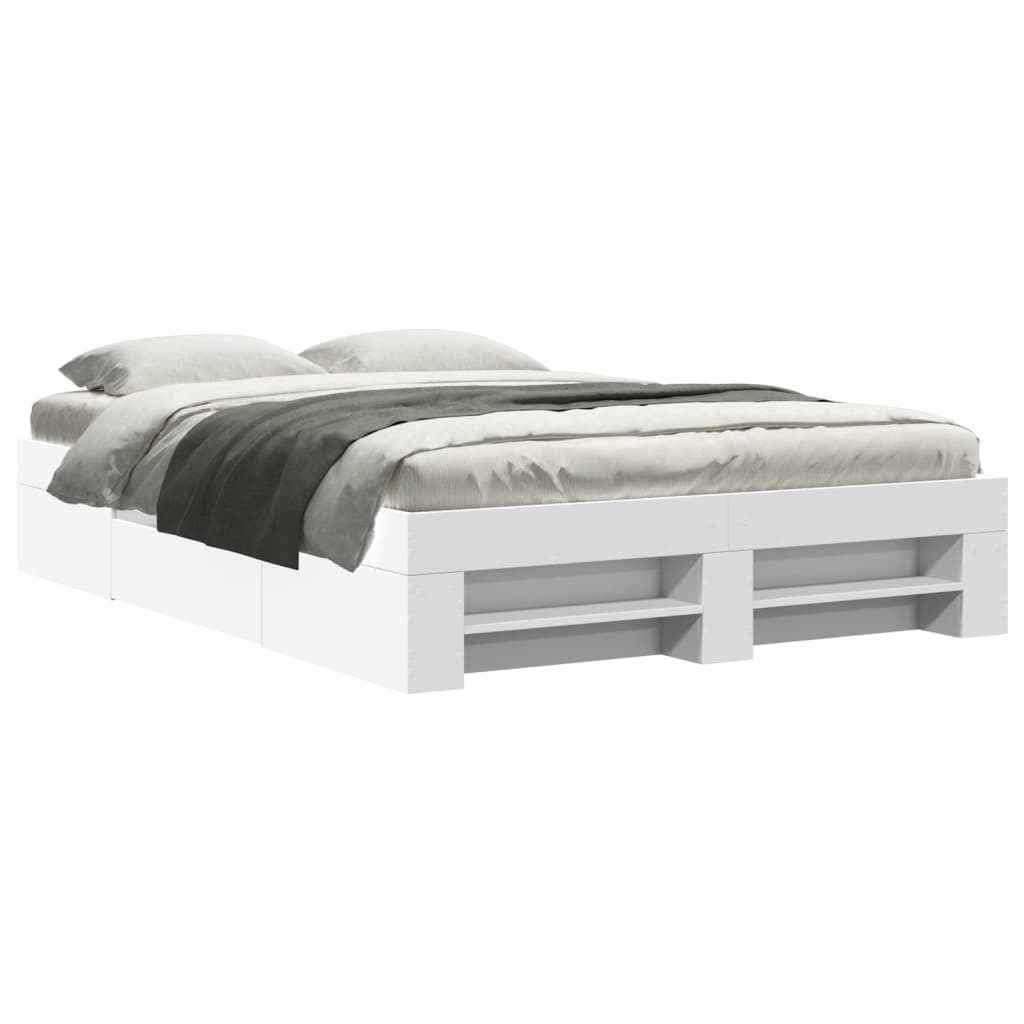 Sengeramme hvit 135x190 cm konstruert tre