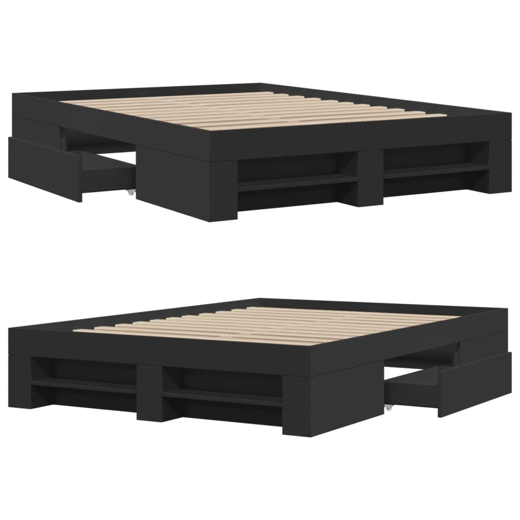 Sengeramme svart 135x190 cm konstruert tre