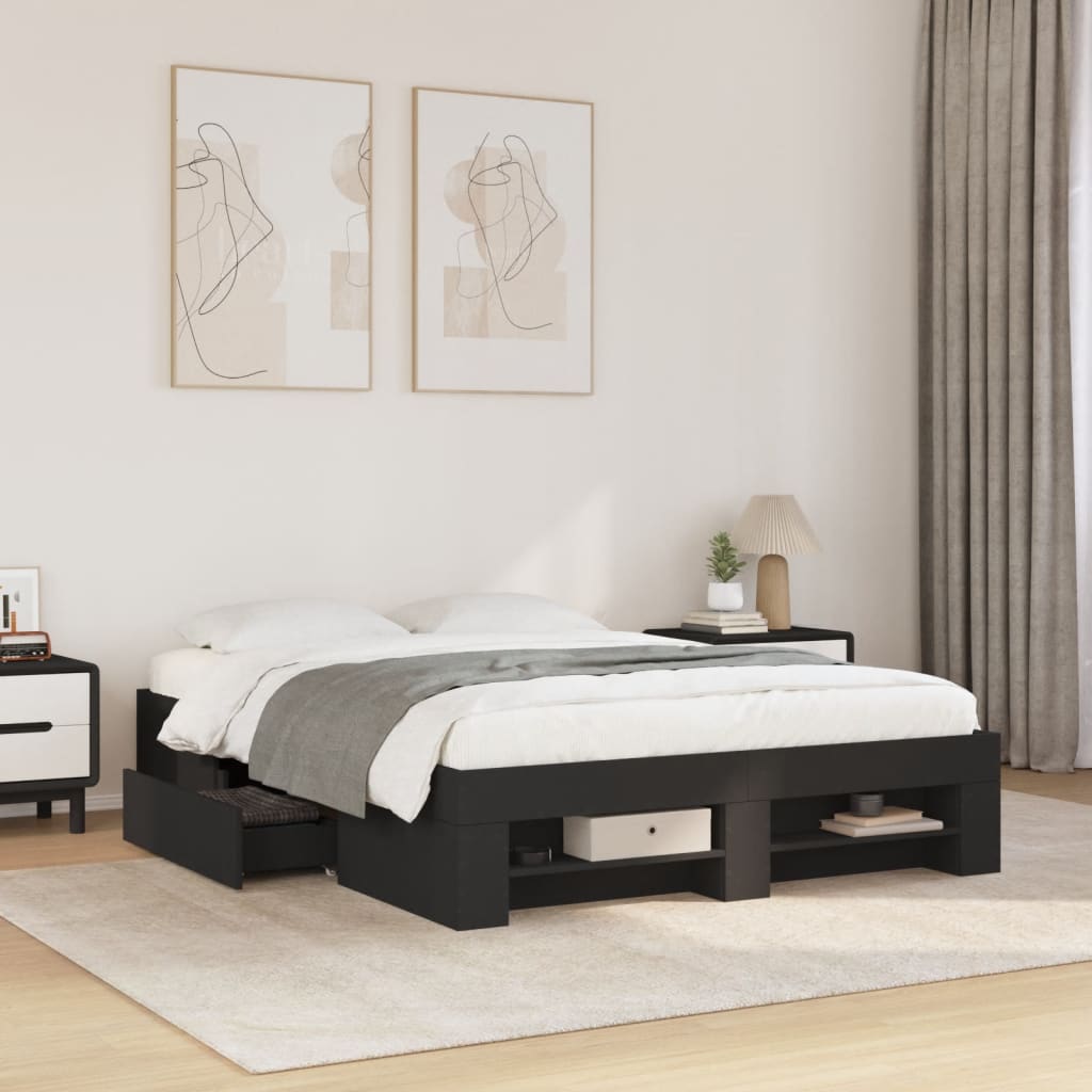 Sengeramme svart 120x190 cm konstruert tre