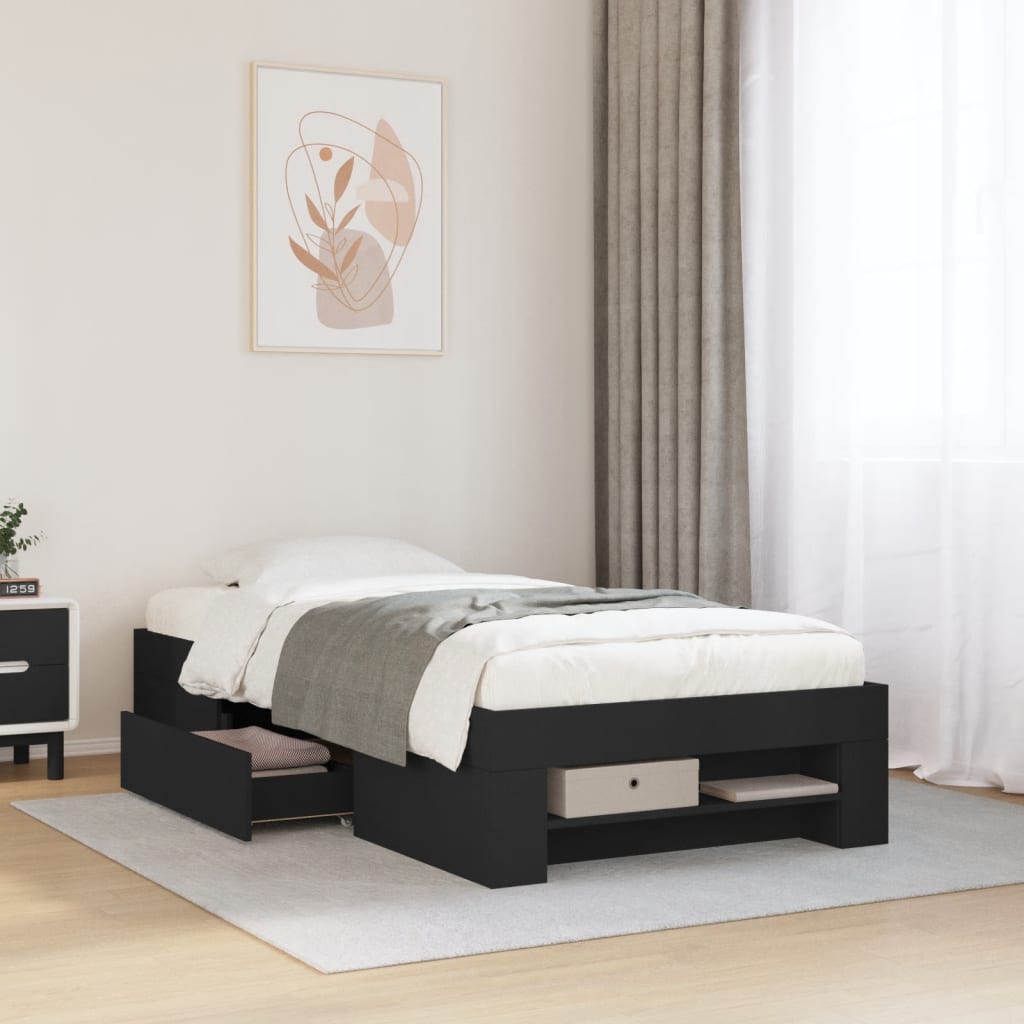 Sengeramme svart 90x190 cm konstruert tre