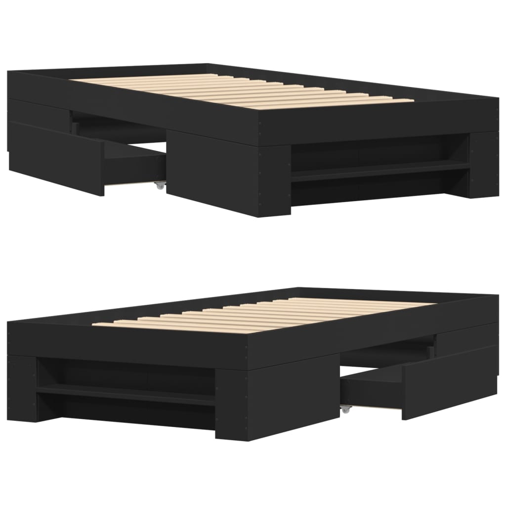 Sengeramme svart 90x190 cm konstruert tre