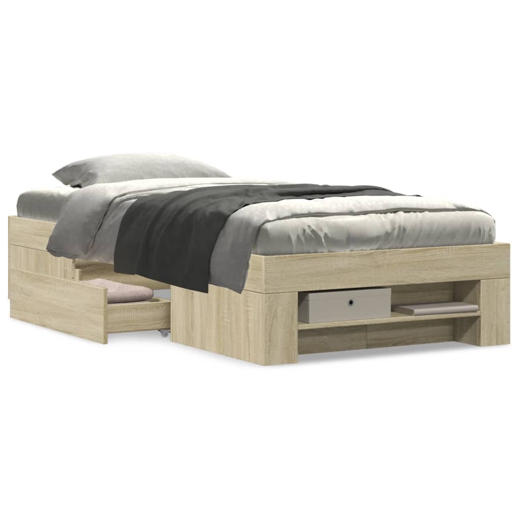 Sengeramme uten madrass sonoma eik 90x190 cm konstruert tre