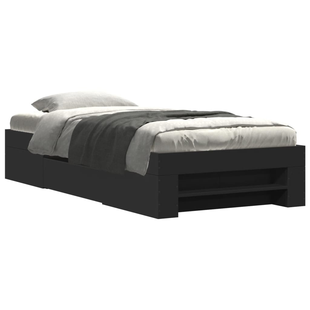 Sengeramme svart 75x190 cm konstruert tre