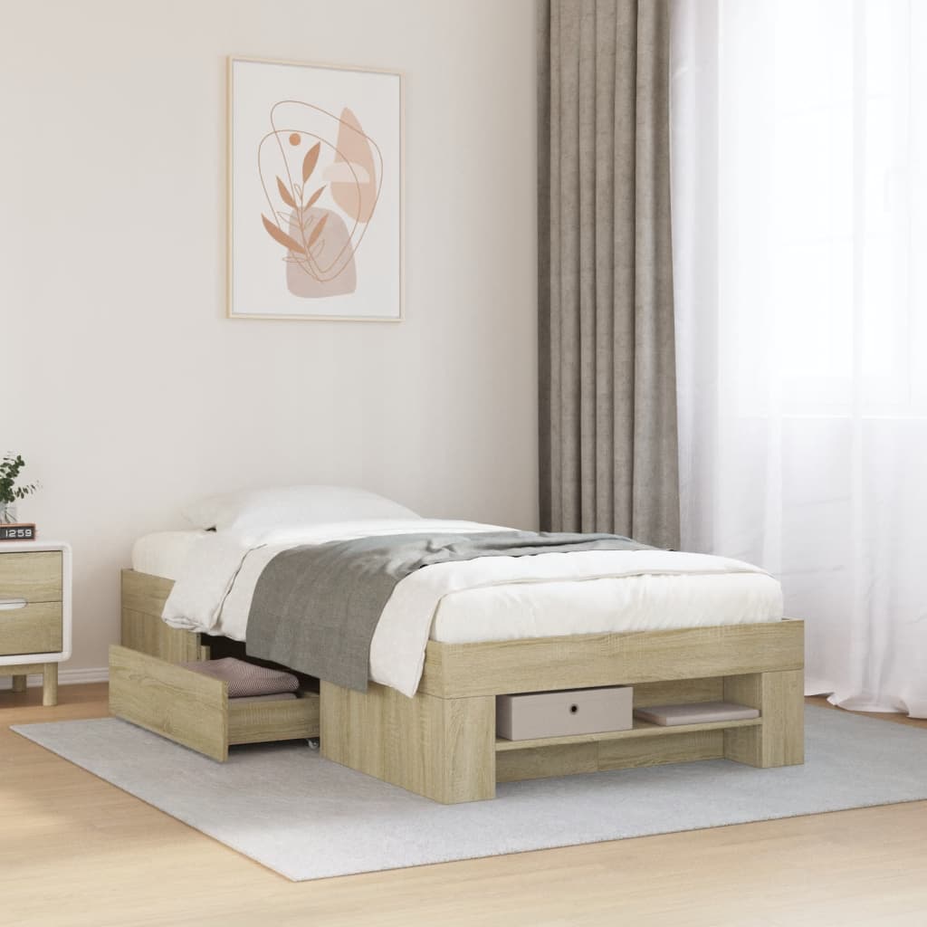 Sengeramme uten madrass sonoma eik 75x190 cm konstruert tre