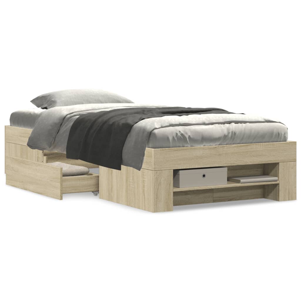 Sengeramme uten madrass sonoma eik 75x190 cm konstruert tre
