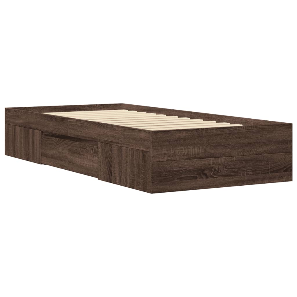 Sengeramme uten madrass brun eik 75x190 cm konstruert tre