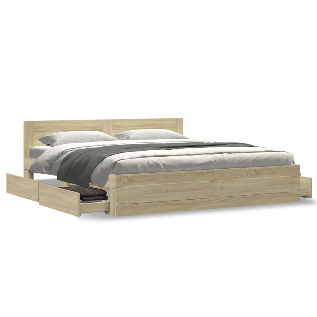 Sengeramme med hodegavl sonoma eik 200x200 cm konstruert tre