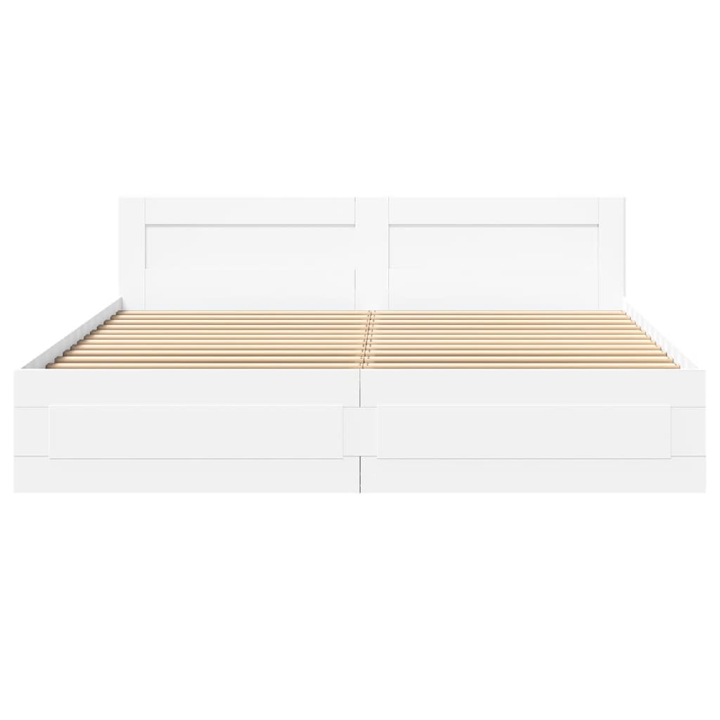 Sengeramme med hodegavl hvit 180x200 cm konstruert tre
