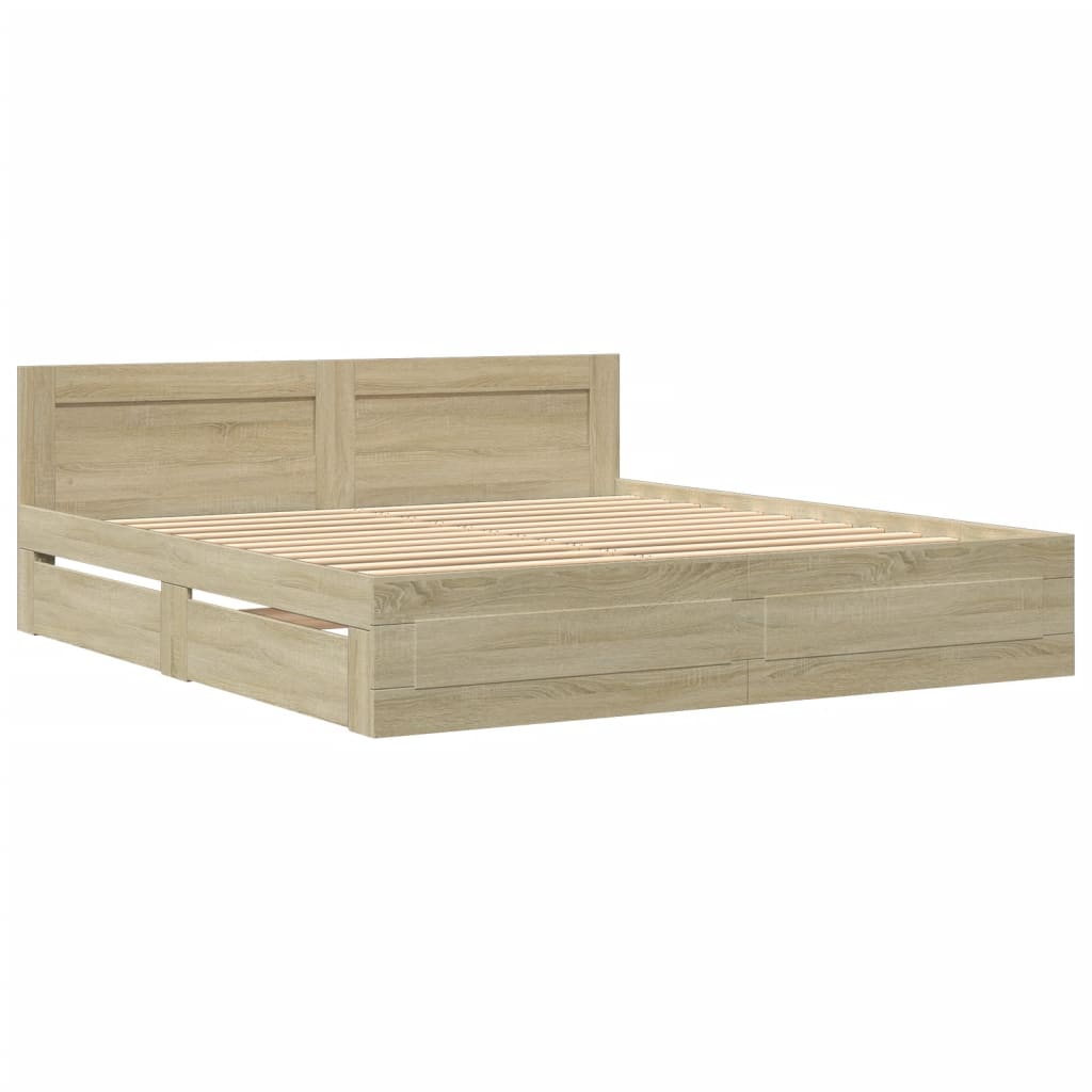 Sengeramme med hodegavl sonoma eik 180x200 cm konstruert tre