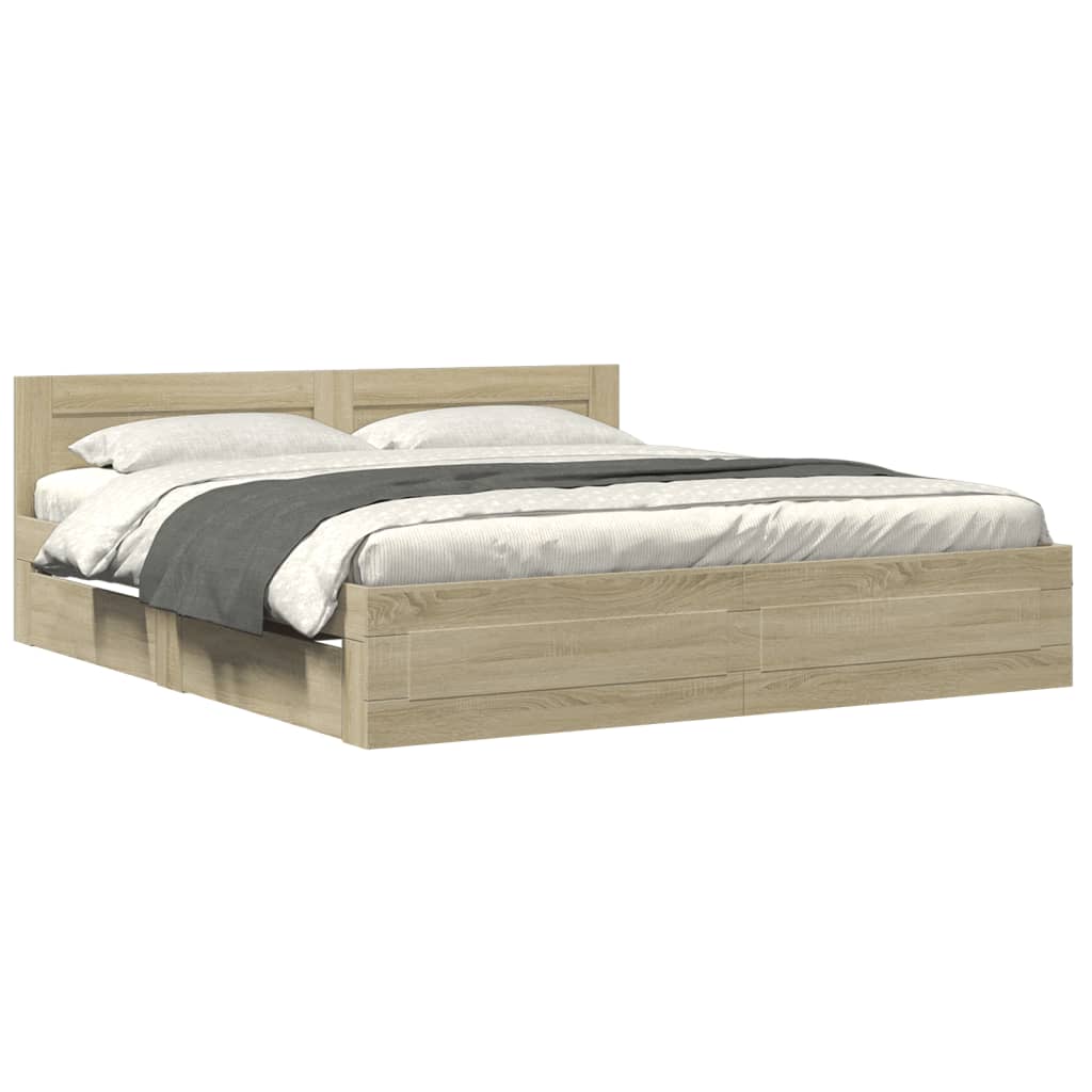 Sengeramme med hodegavl sonoma eik 180x200 cm konstruert tre