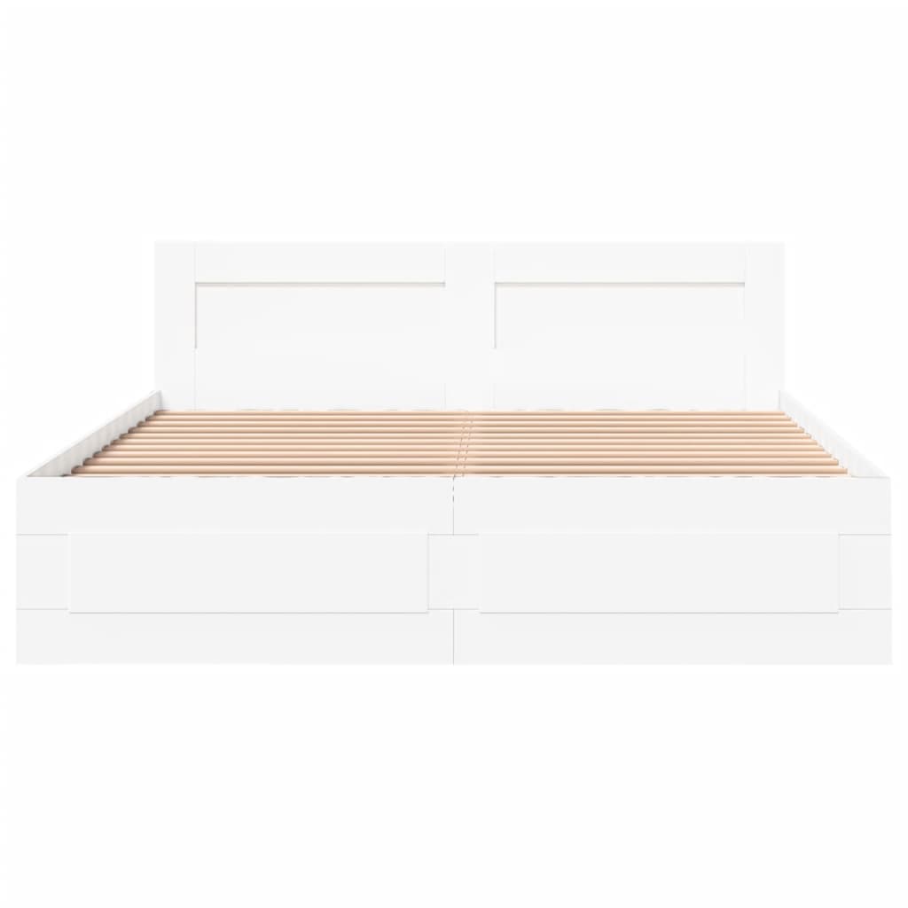 Sengeramme med hodegavl hvit 160x200 cm konstruert tre