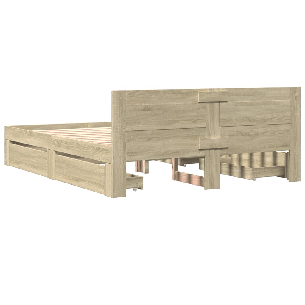 Sengeramme med hodegavl sonoma eik 160x200 cm konstruert tre