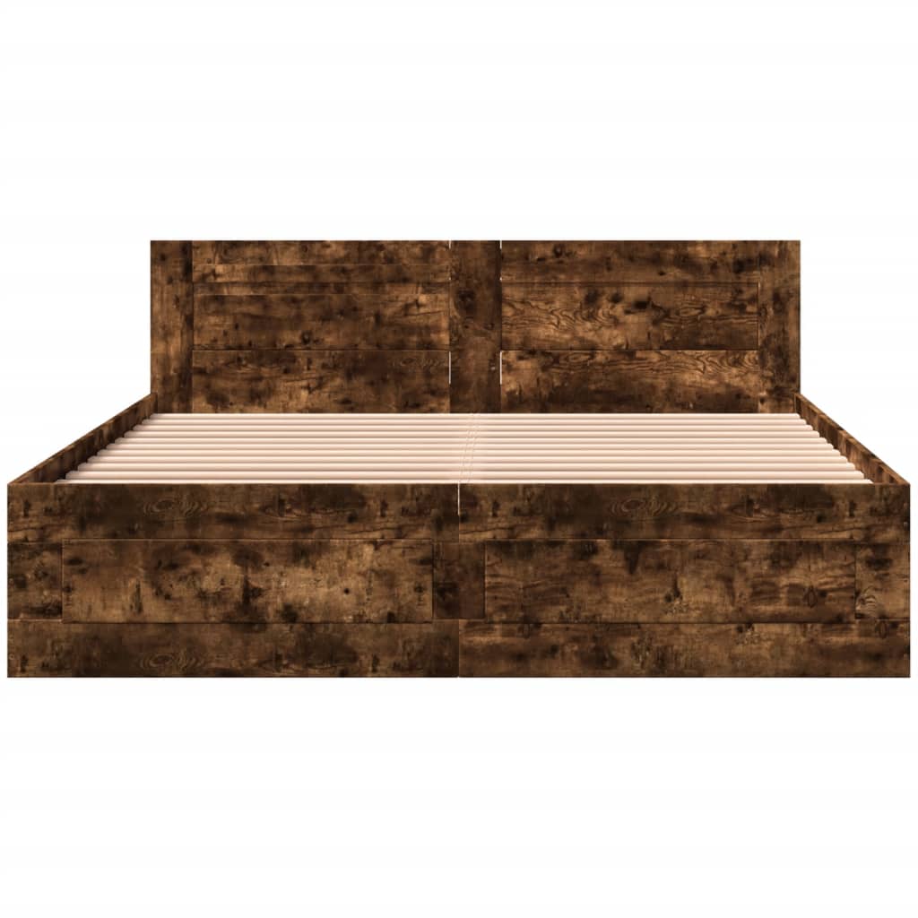 Sengeramme med hodegavl røkt eik 160x200 cm konstruert tre