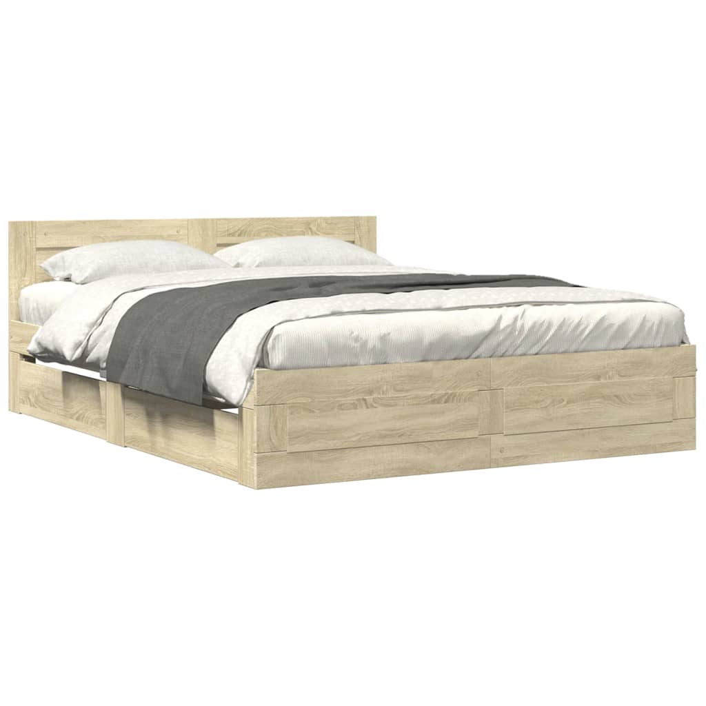 Sengeramme med hodegavl sonoma eik 150x200 cm konstruert tre