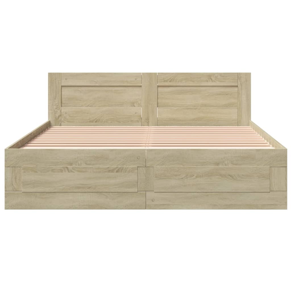 Sengeramme med hodegavl sonoma eik 150x200 cm konstruert tre