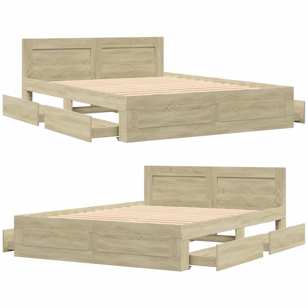 Sengeramme med hodegavl sonoma eik 150x200 cm konstruert tre