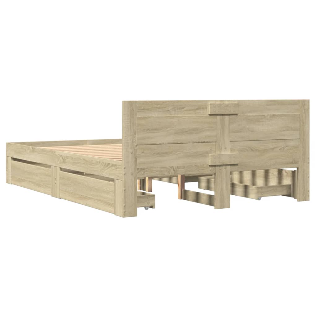 Sengeramme med hodegavl sonoma eik 140x200 cm konstruert tre