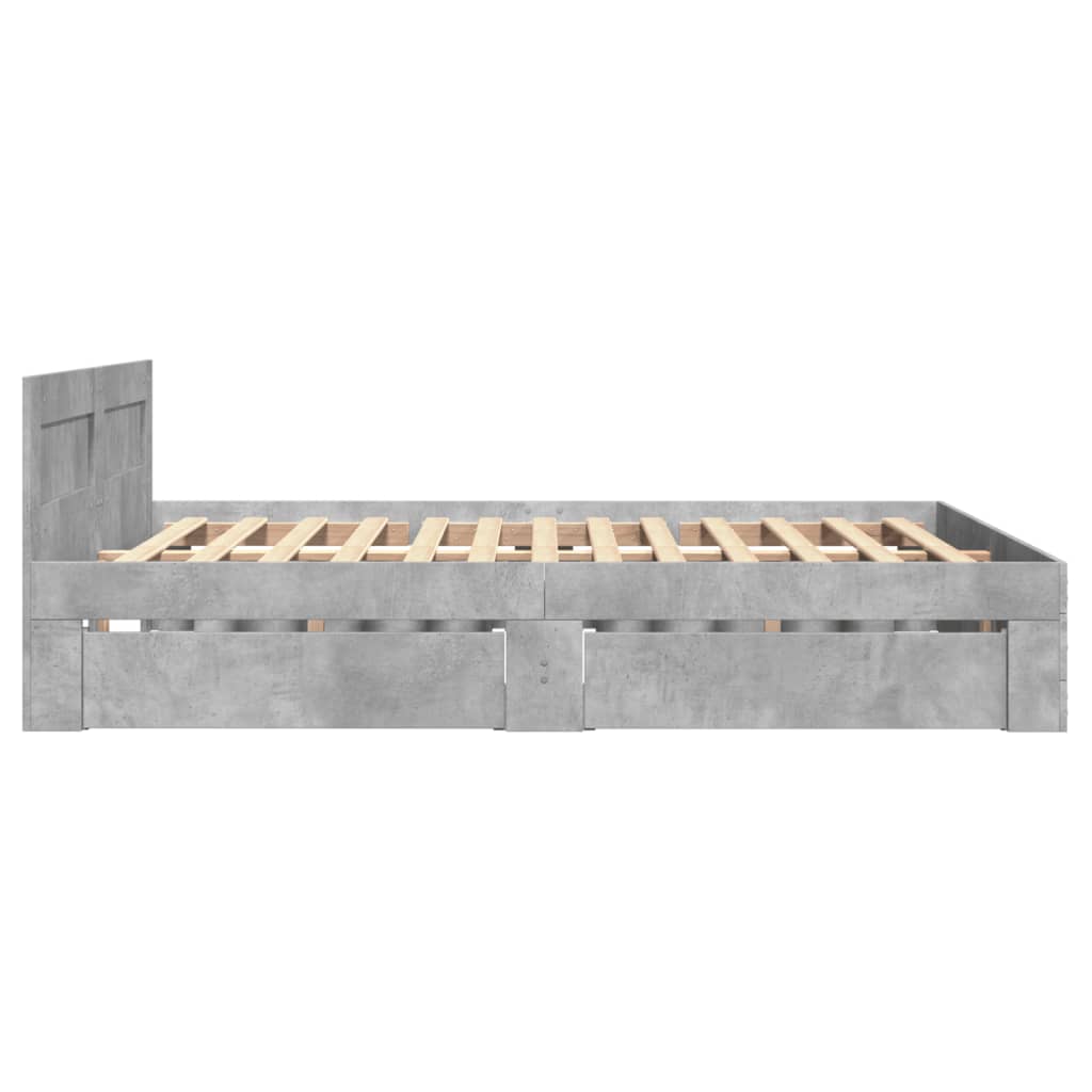 Sengeramme med hodegavl betonggrå 140x200 cm konstruert tre