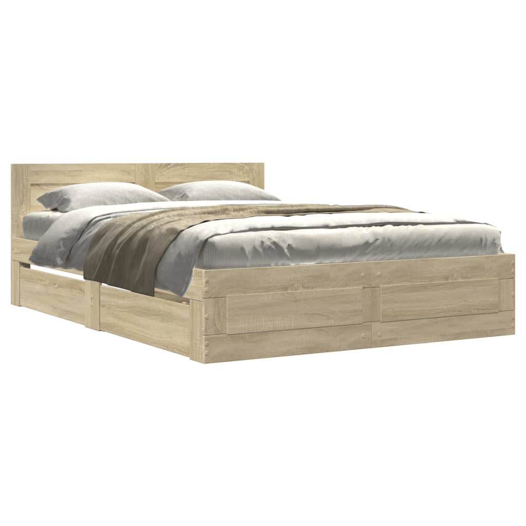 Sengeramme med hodegavl sonoma eik 120x200 cm konstruert tre