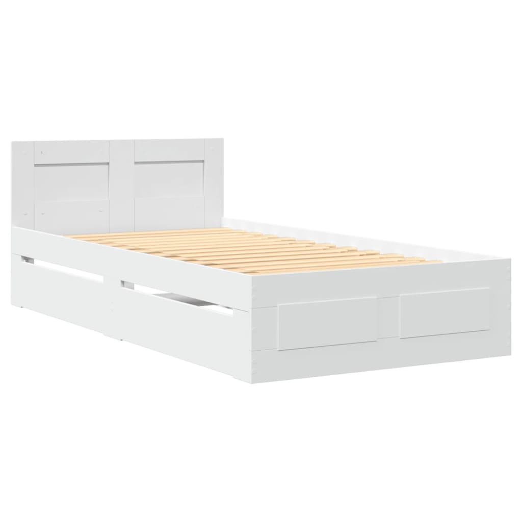 Sengeramme med hodegavl hvit 100x200 cm konstruert tre