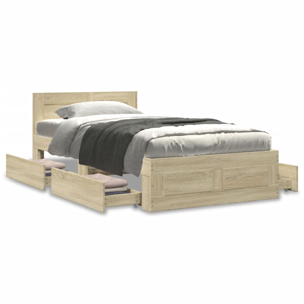 Sengeramme med hodegavl sonoma eik 100x200 cm konstruert tre