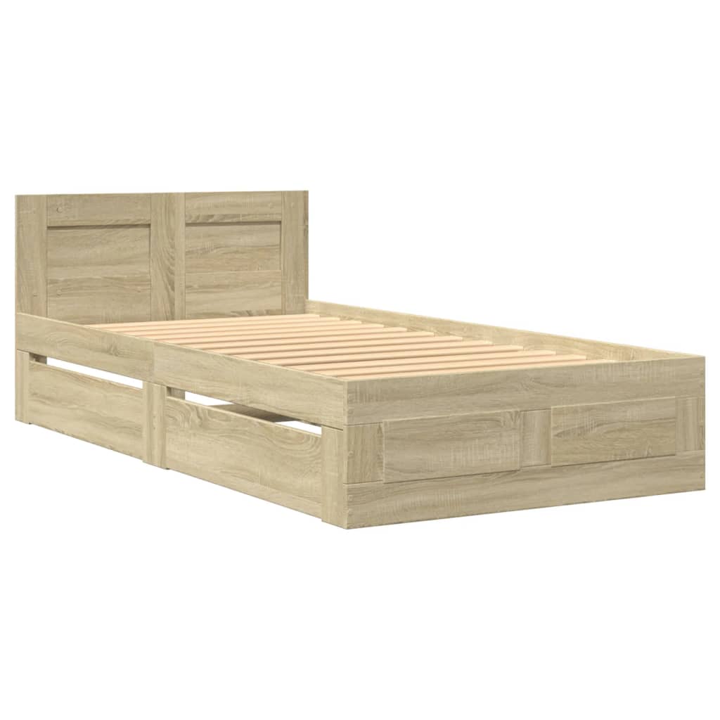 Sengeramme med hodegavl sonoma eik 90x200 cm konstruert tre