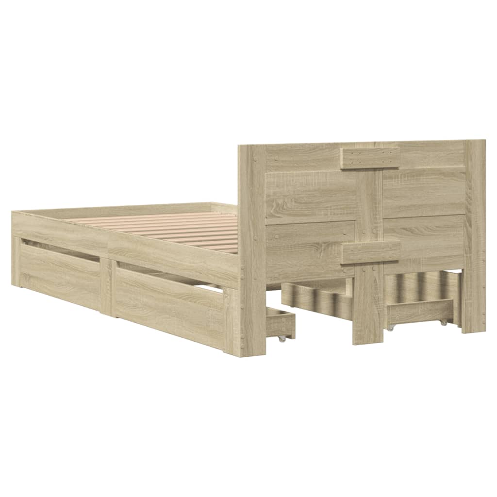 Sengeramme med hodegavl sonoma eik 90x200 cm konstruert tre