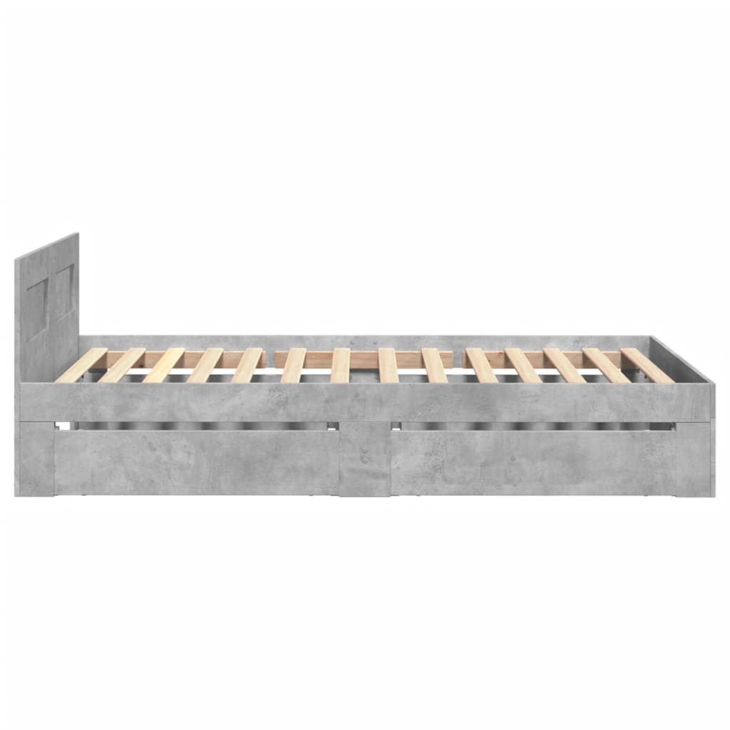 Sengeramme med hodegavl betonggrå 90x200 cm konstruert tre