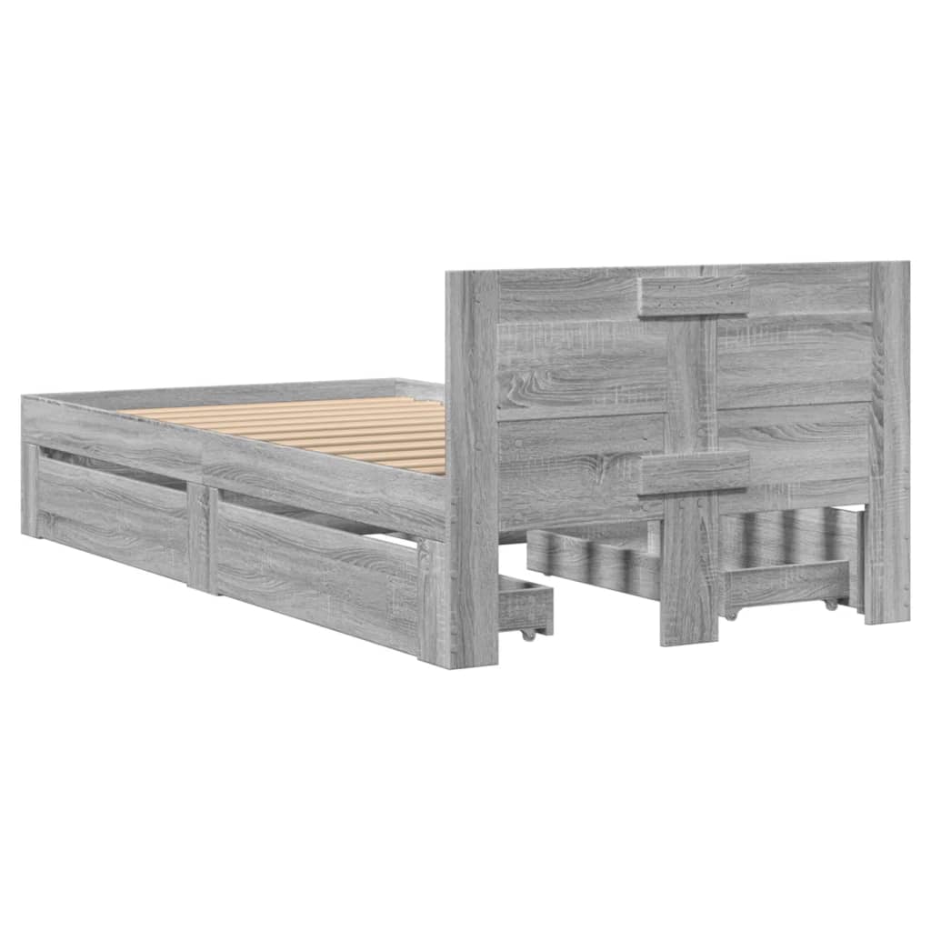 Sengeramme med hodegavl grå sonoma 90x200 cm konstruert tre