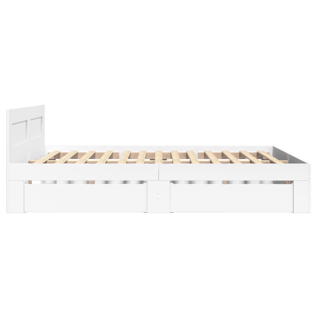 Sengeramme med hodegavl hvit 140x190 cm konstruert tre