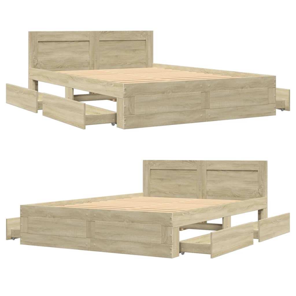 Sengeramme med hodegavl sonoma eik 120x190 cm konstruert tre
