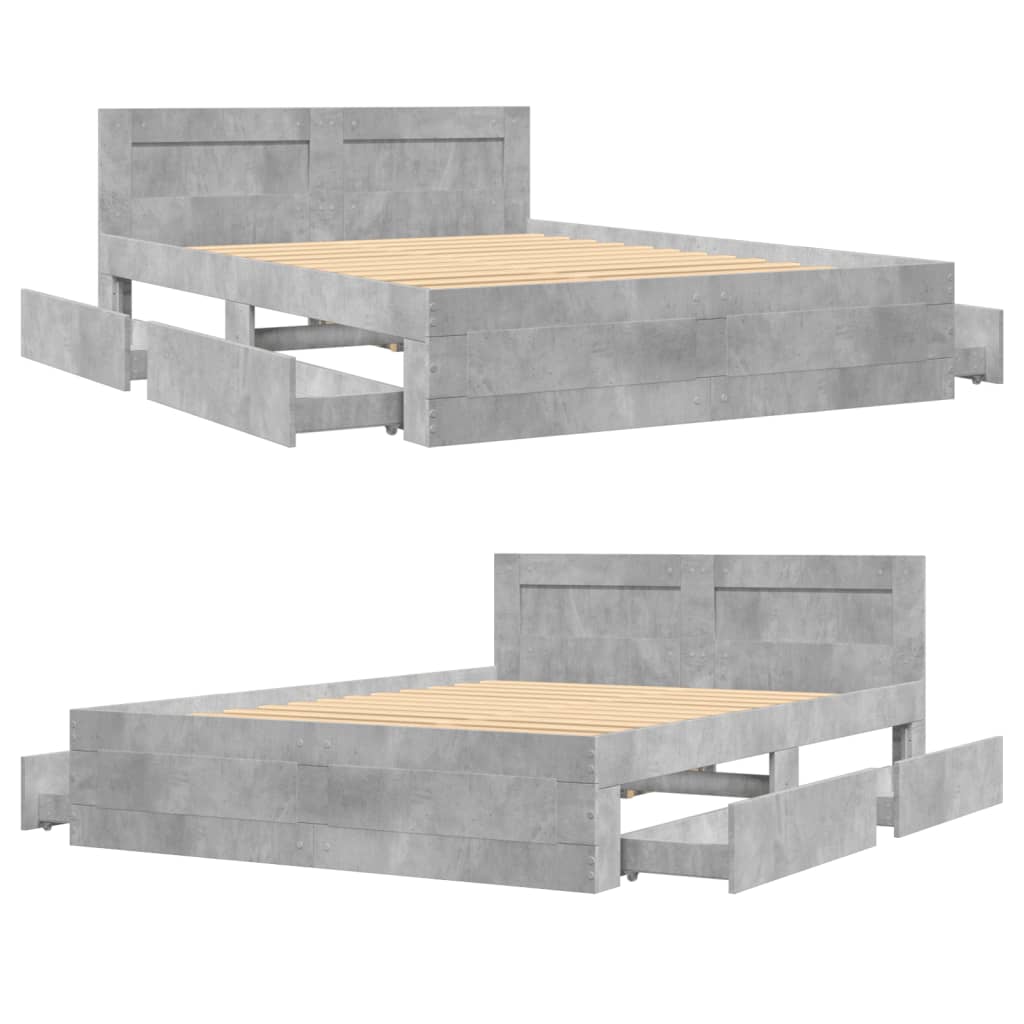 Sengeramme med hodegavl betonggrå 120x190 cm konstruert tre