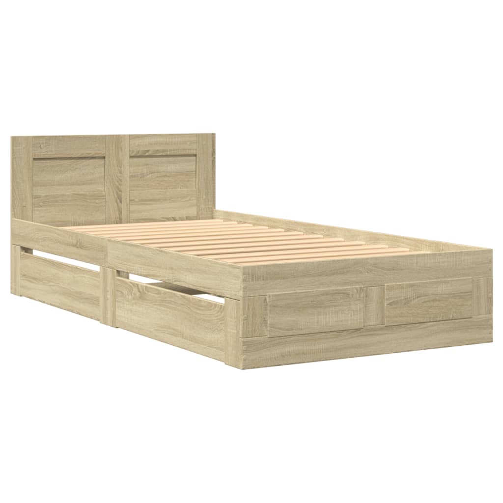 Sengeramme med hodegavl sonoma eik 90x190 cm konstruert tre