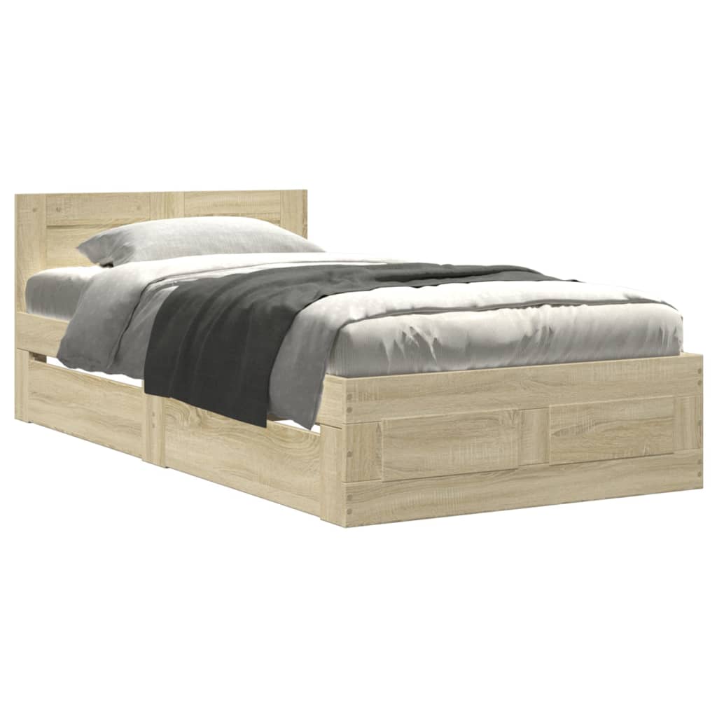 Sengeramme med hodegavl sonoma eik 75x190 cm konstruert tre