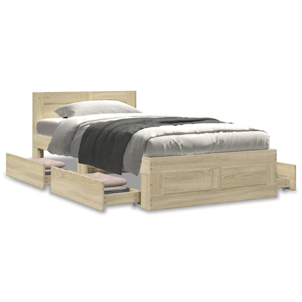 Sengeramme med hodegavl sonoma eik 75x190 cm konstruert tre