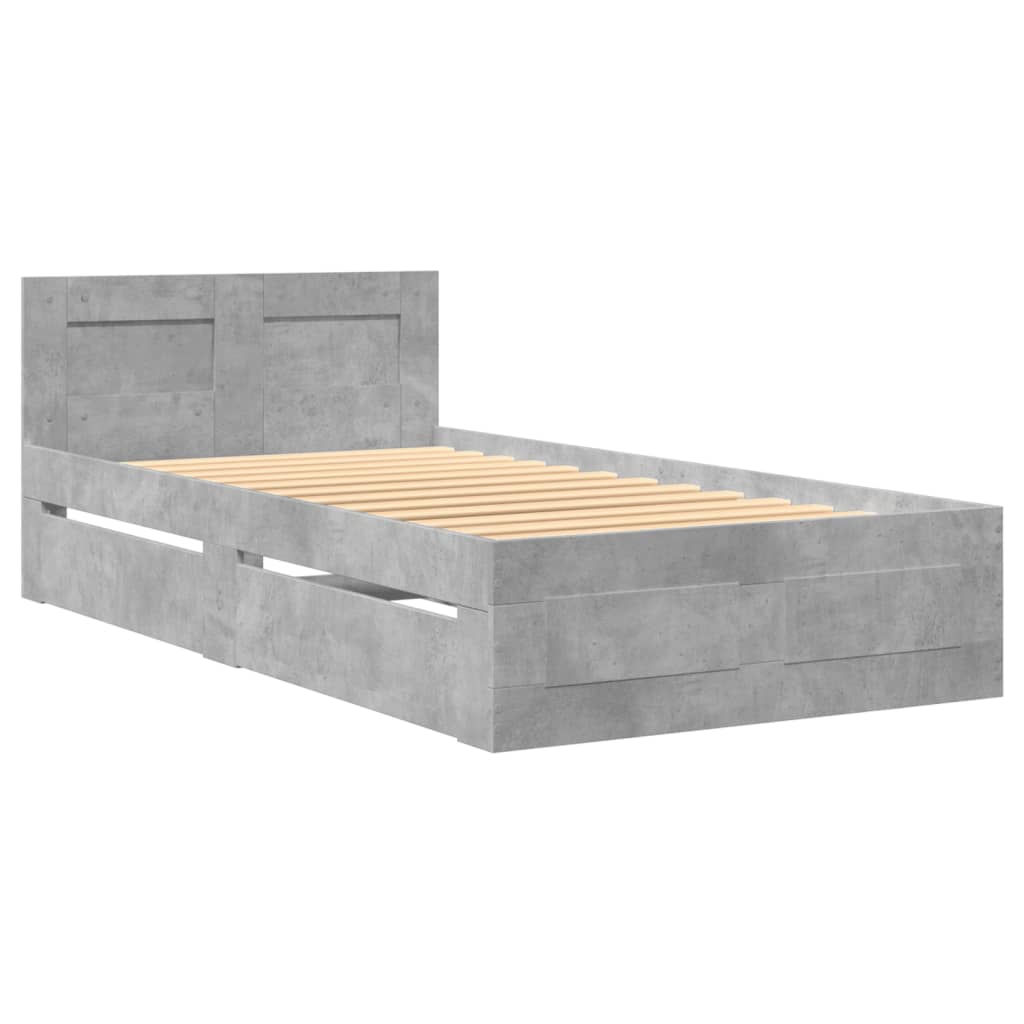 Sengeramme med hodegavl betonggrå 75x190 cm konstruert tre