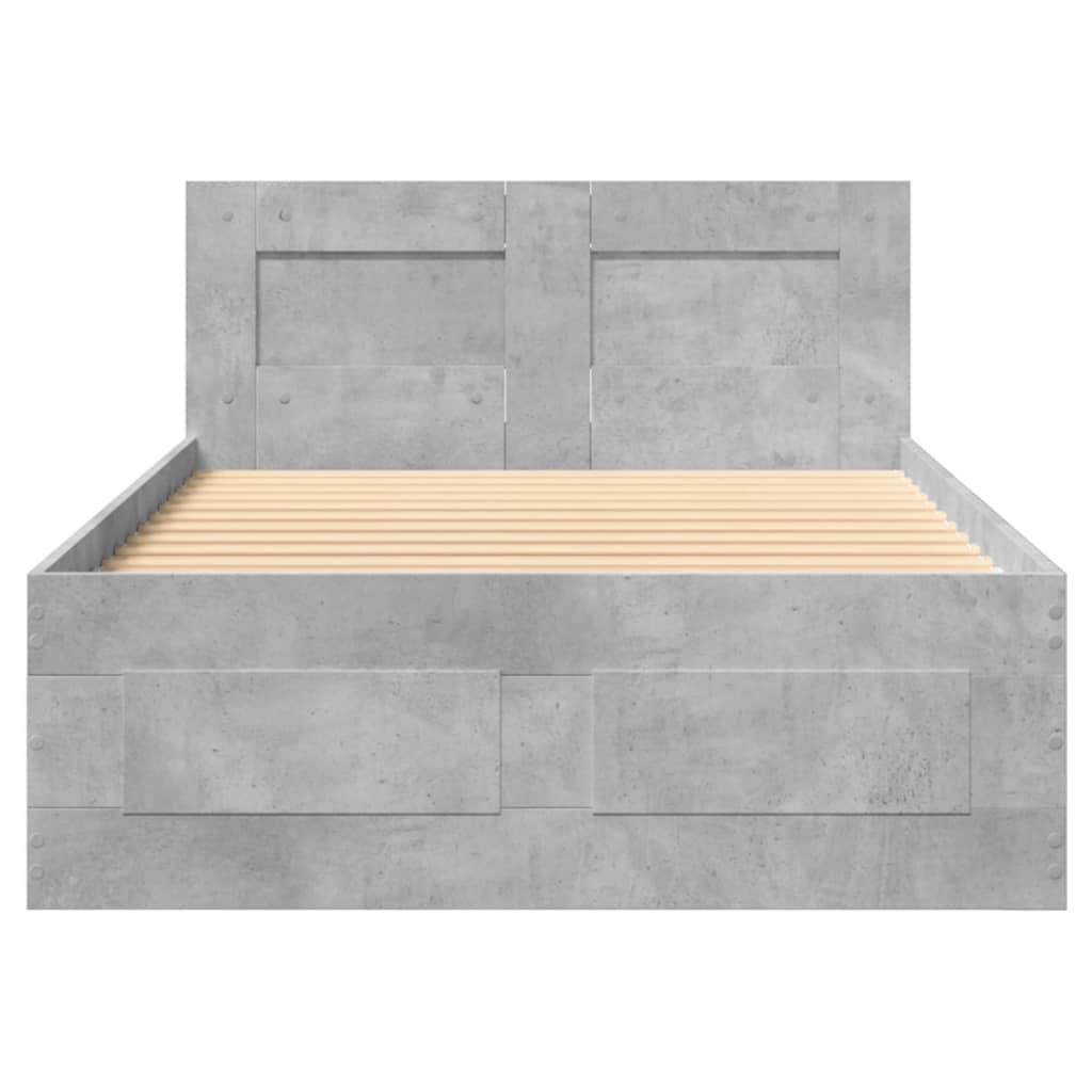 Sengeramme med hodegavl betonggrå 75x190 cm konstruert tre