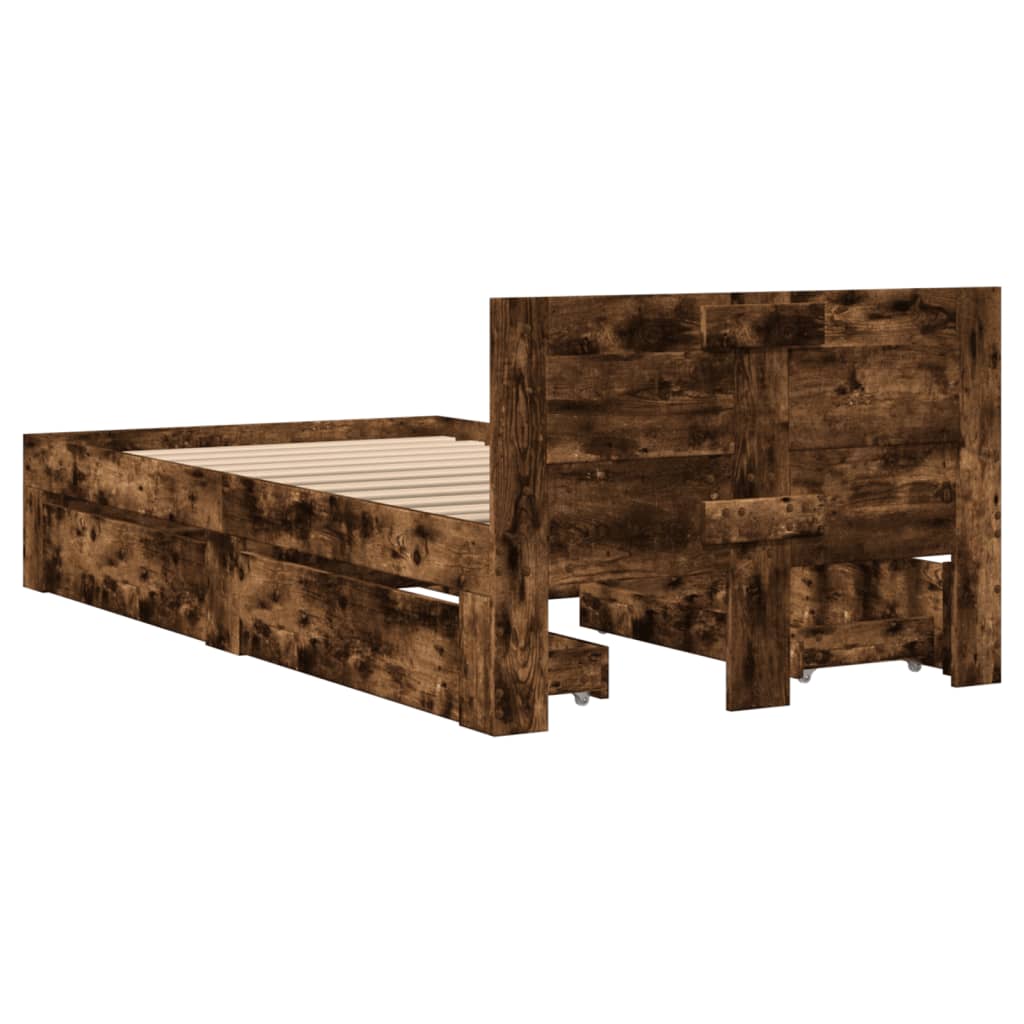 Sengeramme med hodegavl røkt eik 75x190 cm konstruert tre