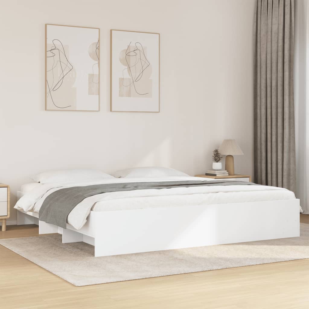 Sengeramme hvit 200x200 cm konstruert tre