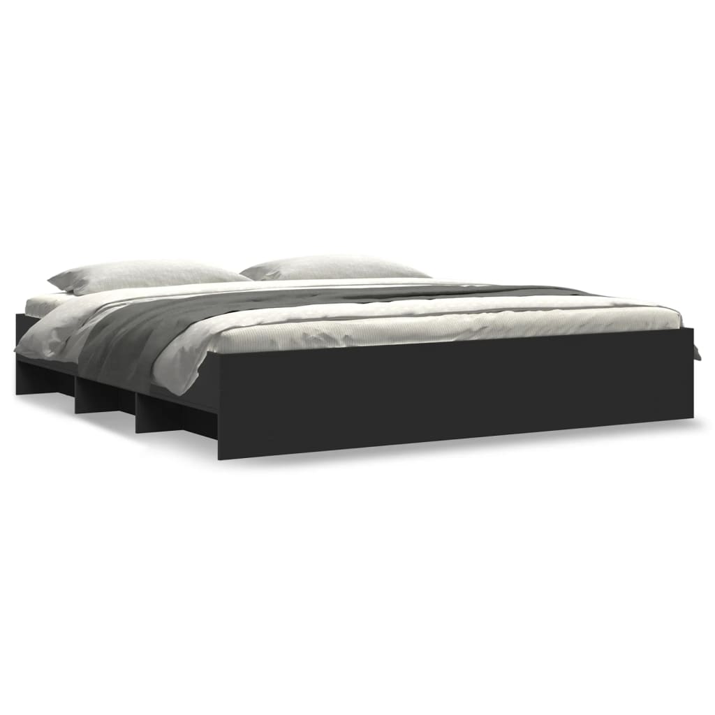 Sengeramme svart 200x200 cm konstruert tre