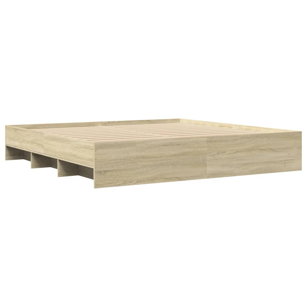 Sengeramme uten madrass sonoma eik 200x200 cm konstruert tre