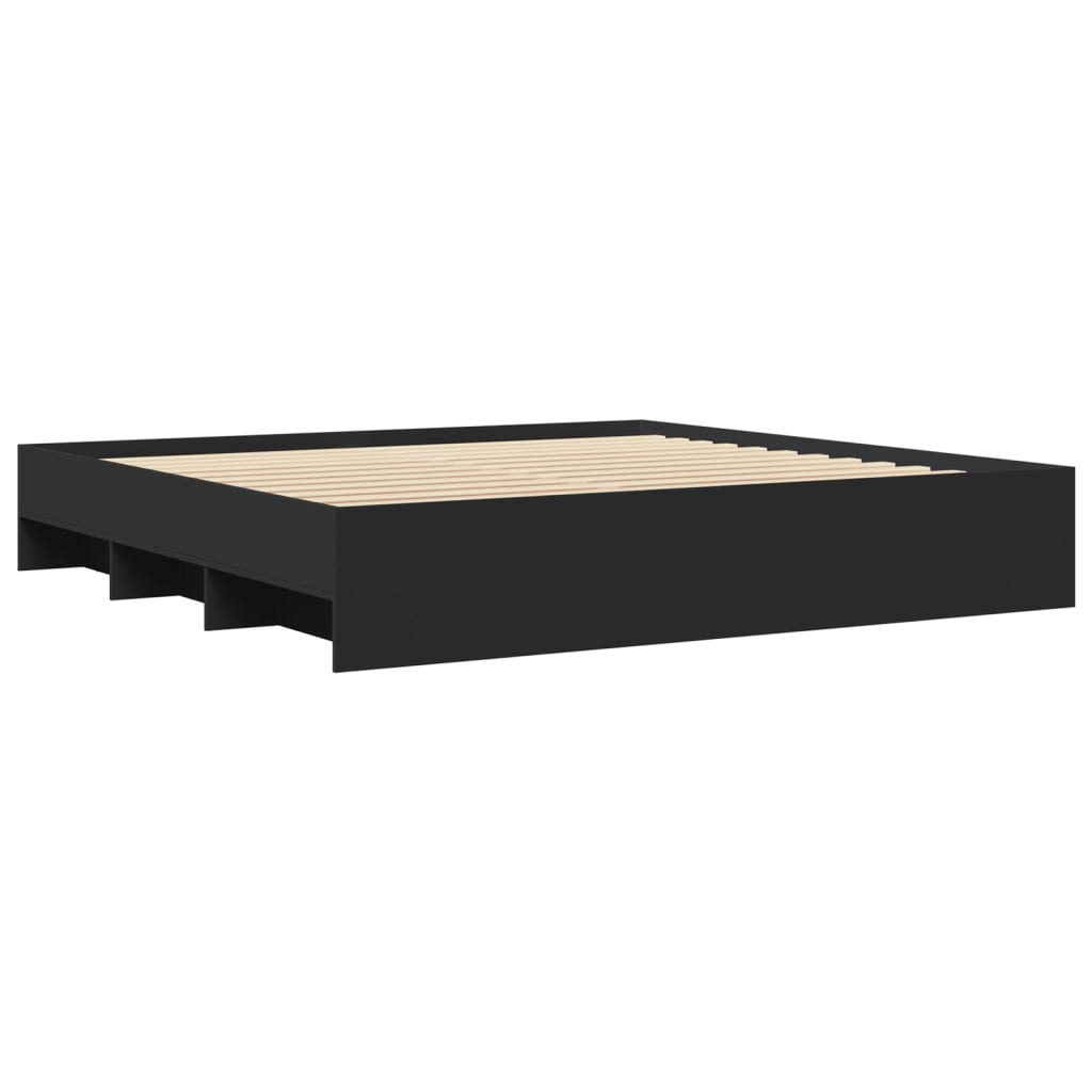 Sengeramme uten madrass svart 180x200 cm konstruert tre