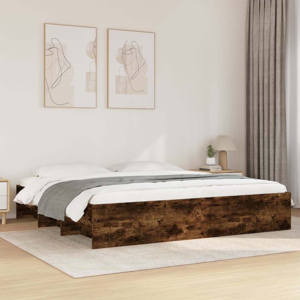 Sengeramme uten madrass røkt eik 180x200 cm konstruert tre