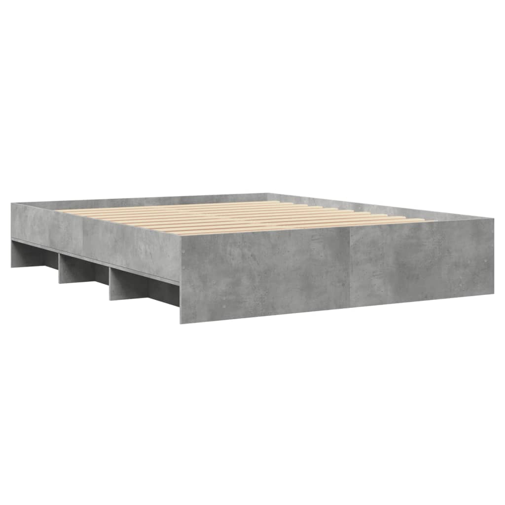 Sengeramme uten madrass betonggrå 160x200 cm konstruert tre