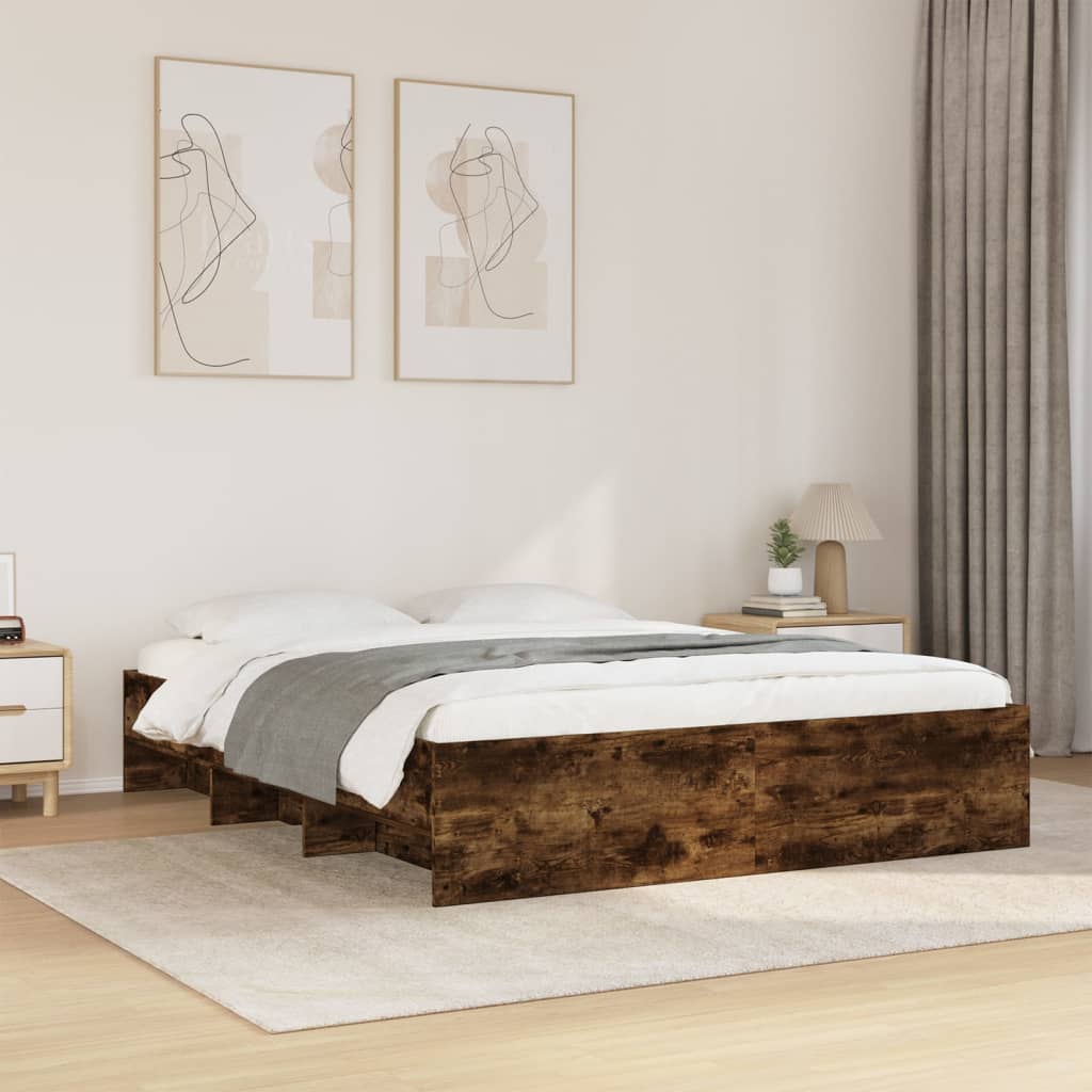 Sengeramme uten madrass røkt eik 160x200 cm konstruert tre